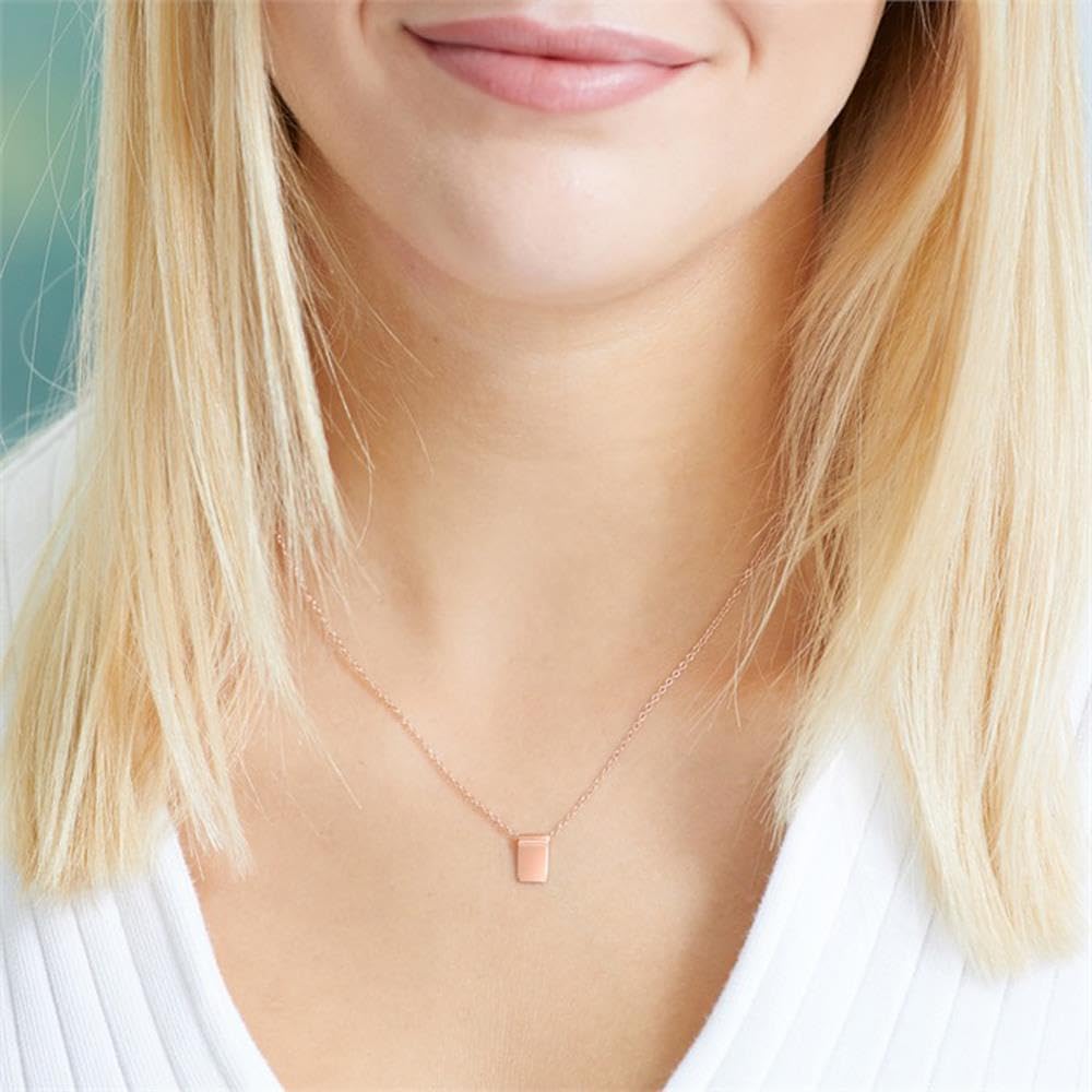 JEWLIX Ketten mit Anhänger Halskette Roségold Rechteck Gravur
