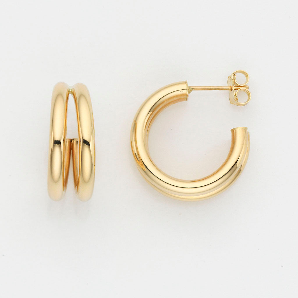 Eugen Rühle Ohrschmuck Creolen 585 Gelbgold 8x20mm 2-reihig