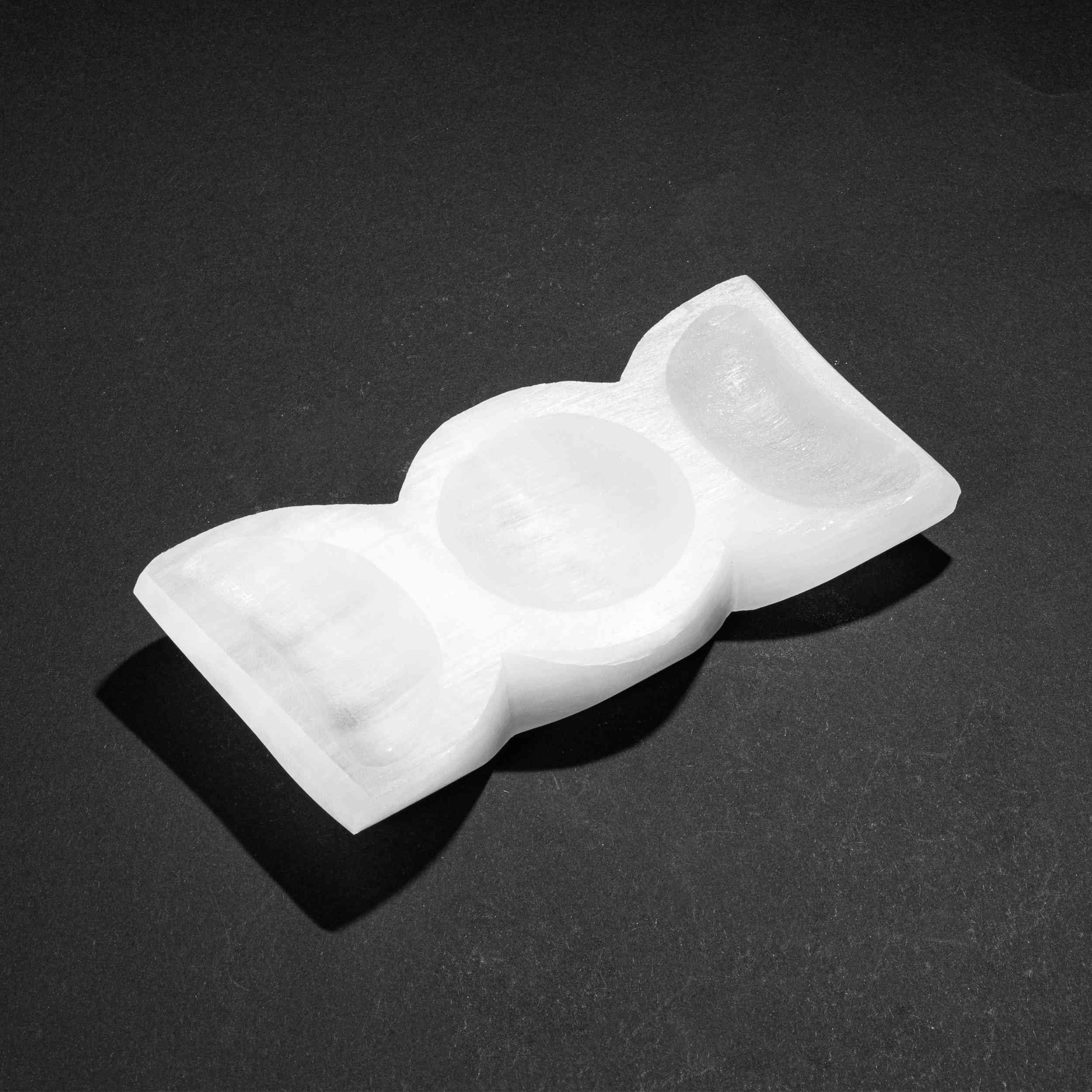 NKlaus Healing Crystals Selenit Dreifach-Schale 14x7 cm Energieschale