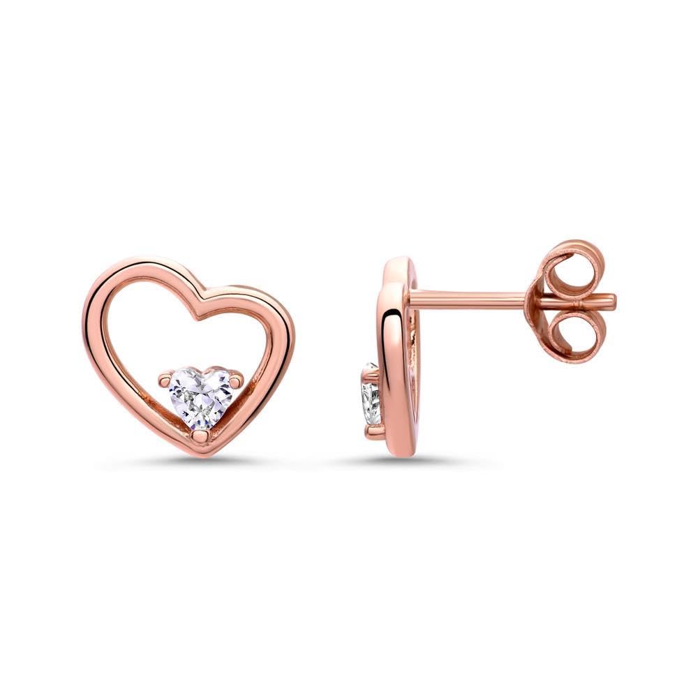 JEWLIX SE1073 Herz Ohrstecker Rosé 925 Silber Zirkonia