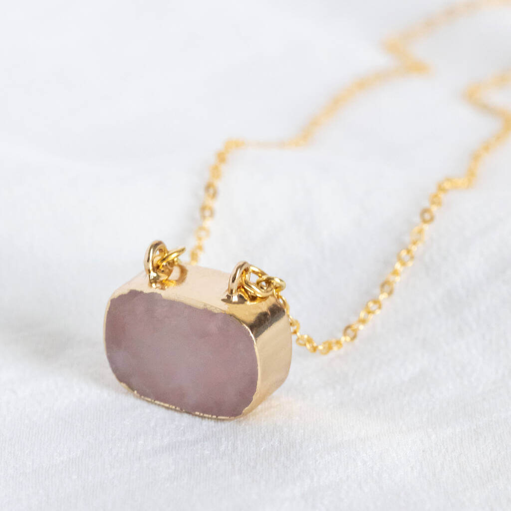 Joy by Corrine Smith Rosenquarz Halskette Gold 1,8 cm