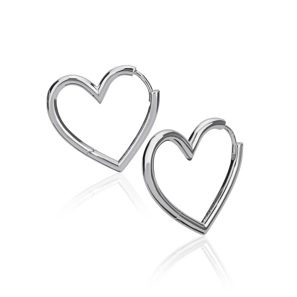 NKlaus Herz Klappcreolen 25mm Silber Ohrringe Damen 1,8mm