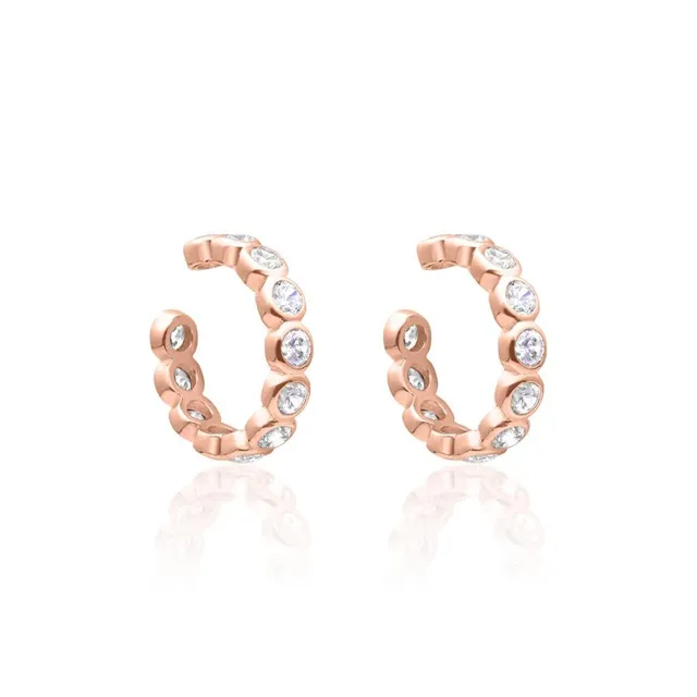JEWLIX Ohrstecker Ear Cuffs Zirkonia Rosé 925 Silber Paar