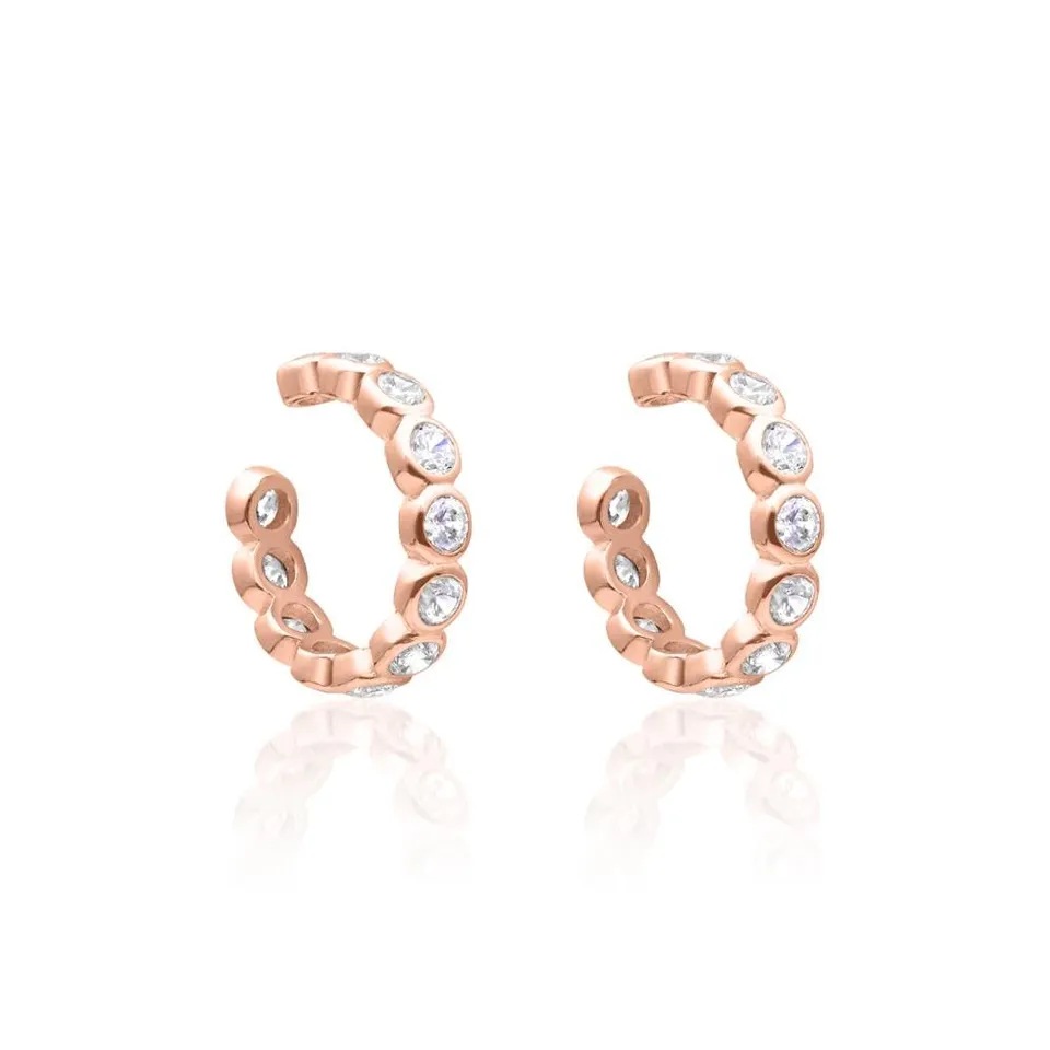 JEWLIX Ohrstecker Ear Cuffs Zirkonia Rosé 925 Silber Paar