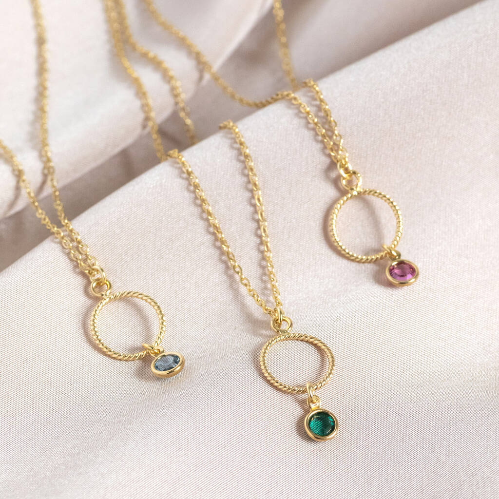 Joy by Corrine Smith Twisted Circle Halskette Gold Mini Geburtsstein