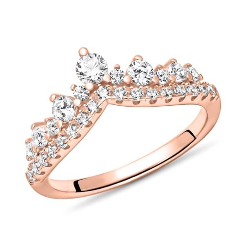 JEWLIX Damenring 925 Silber rosévergoldet Zirkonia 50