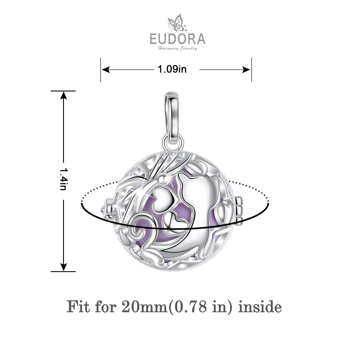 Eudora Harmony Bola Schutzengel Katze Halskette 114,3 cm