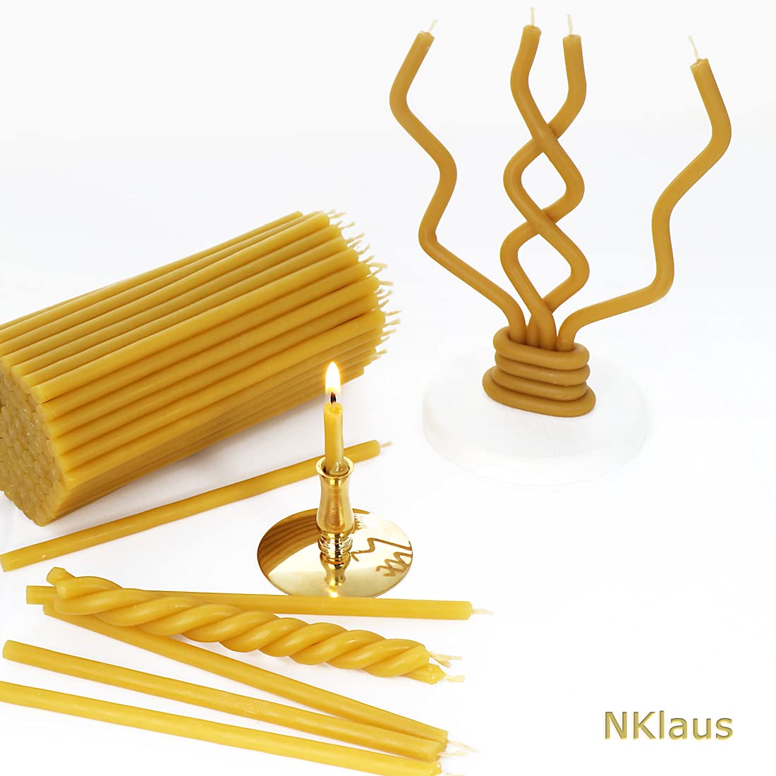 NKlaus Candles Bienenwachs Ritualkerzen gelb 14 cm 1200 St