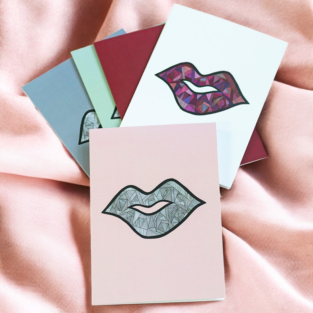 Joy by Corrine Smith Abstract Lips Grußkarten 5er Blanko A6