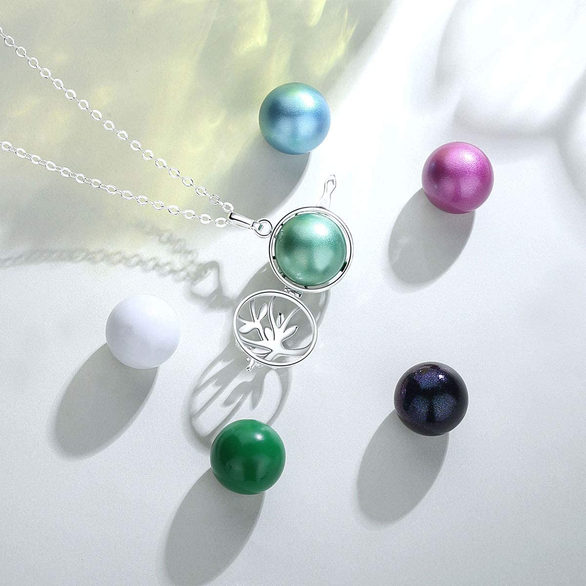 Eudora Harmony Bola Halskette Baum des Lebens Klangkugel Silber