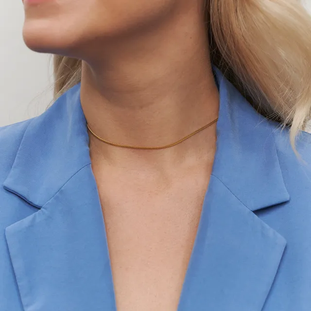 Stilnest Panzer Choker Halskette 24k Gold Vermeil 32+8cm