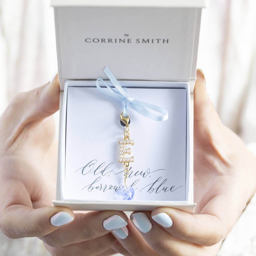 Joy by Corrine Smith Pearl Initial Charm Silber Blau Perle Herz