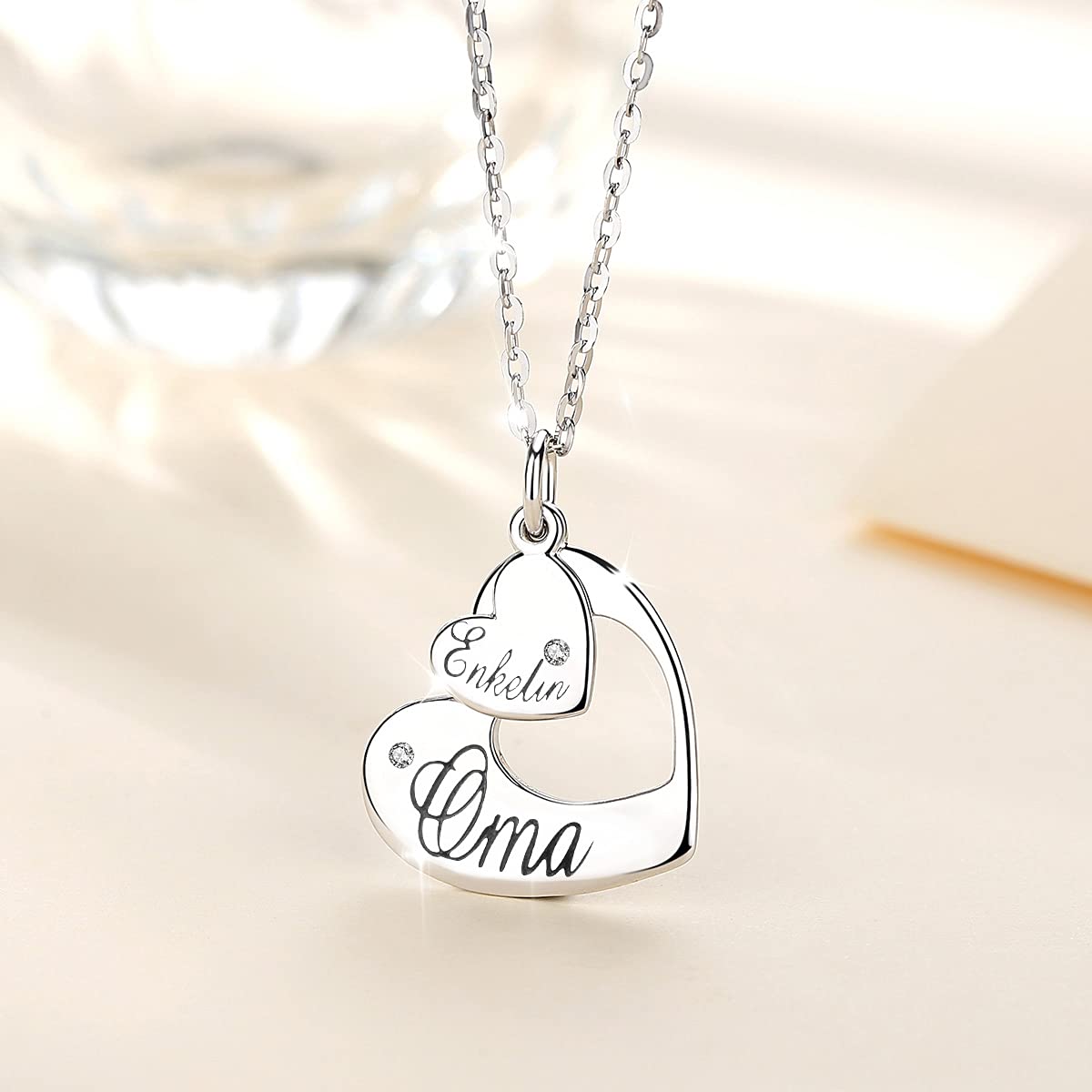 Eudora Harmony Bola Oma Enkelin Kette Silber 45,7 cm Herz