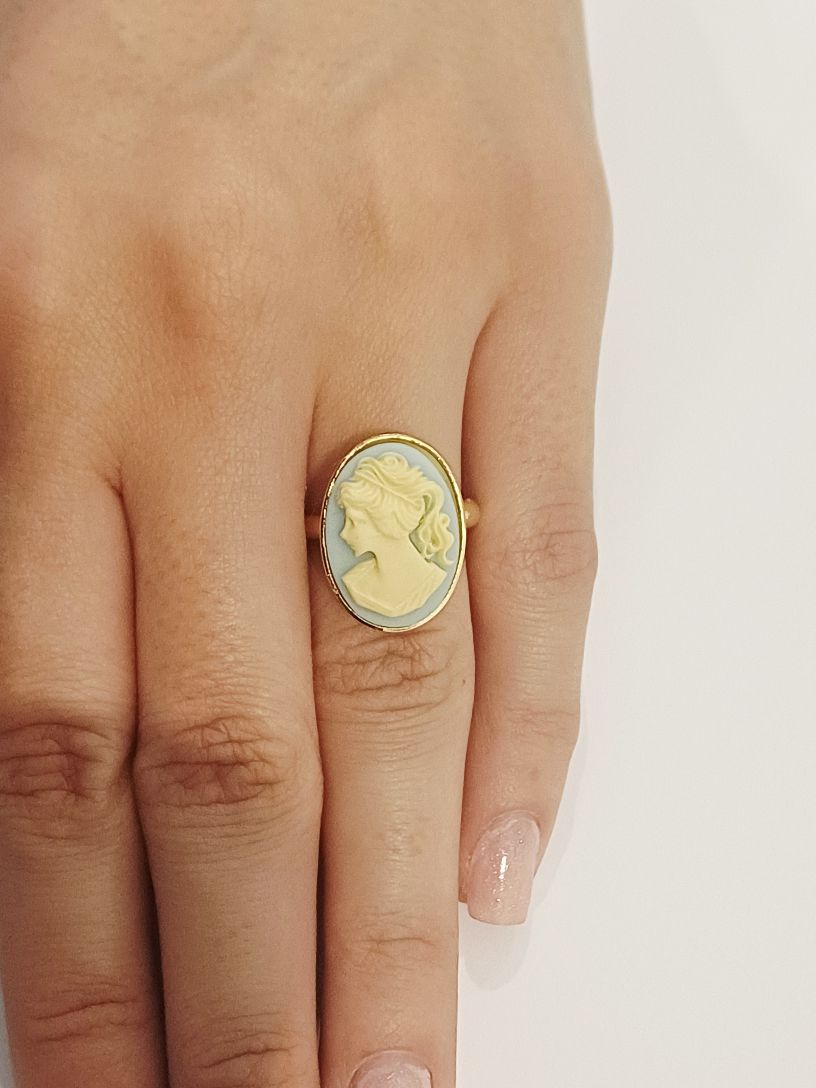 Alevá Bijoux Anelli Cammeo Azzurro Ring Blau