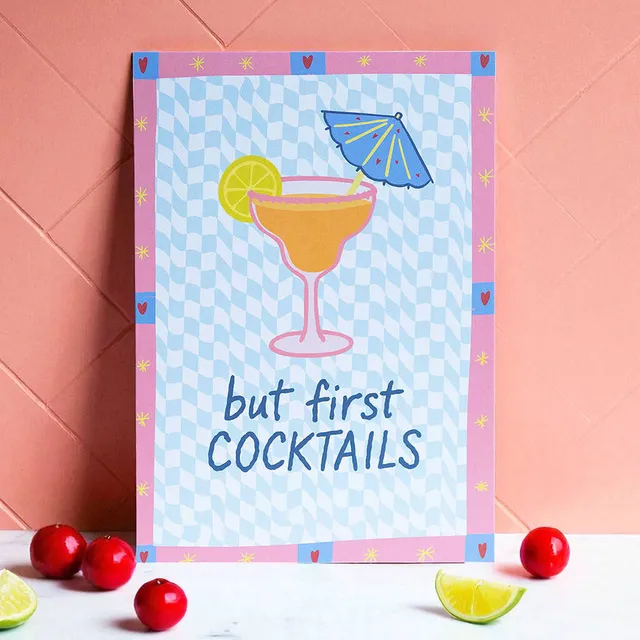 Joy by Corrine Smith But First Cocktails Print A5