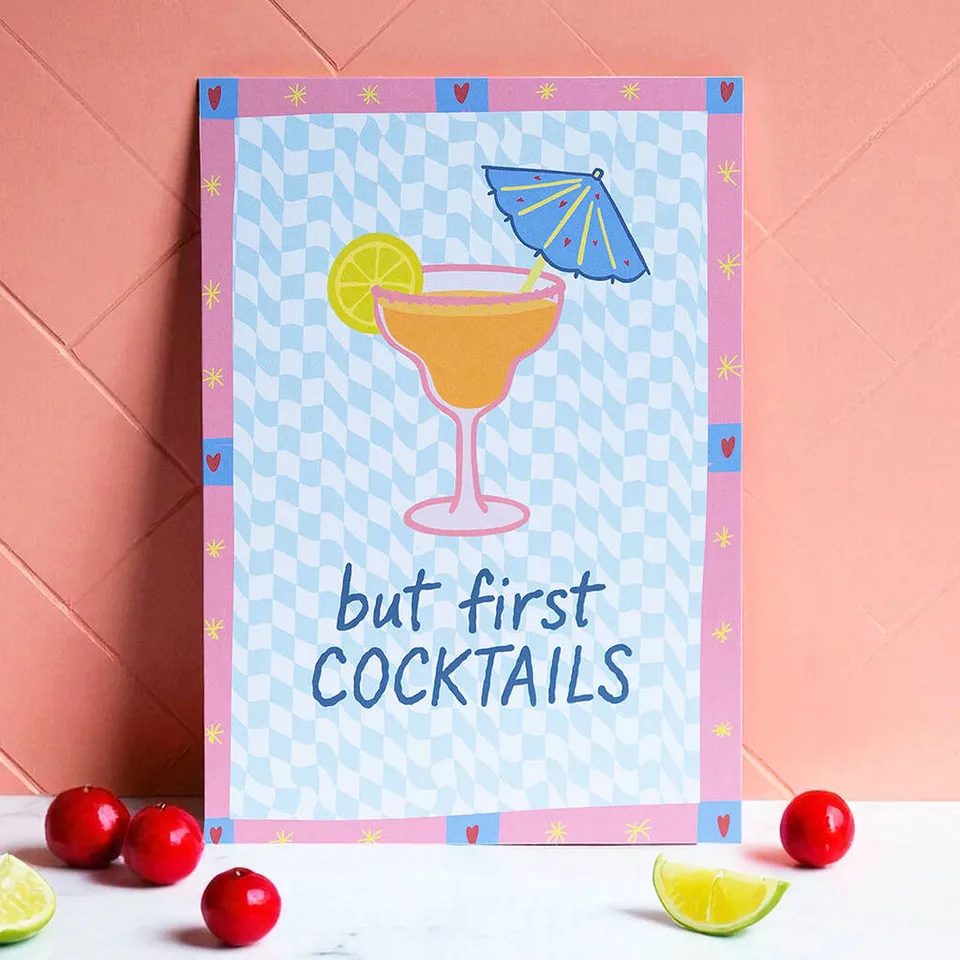 Joy by Corrine Smith But First Cocktails Print A5