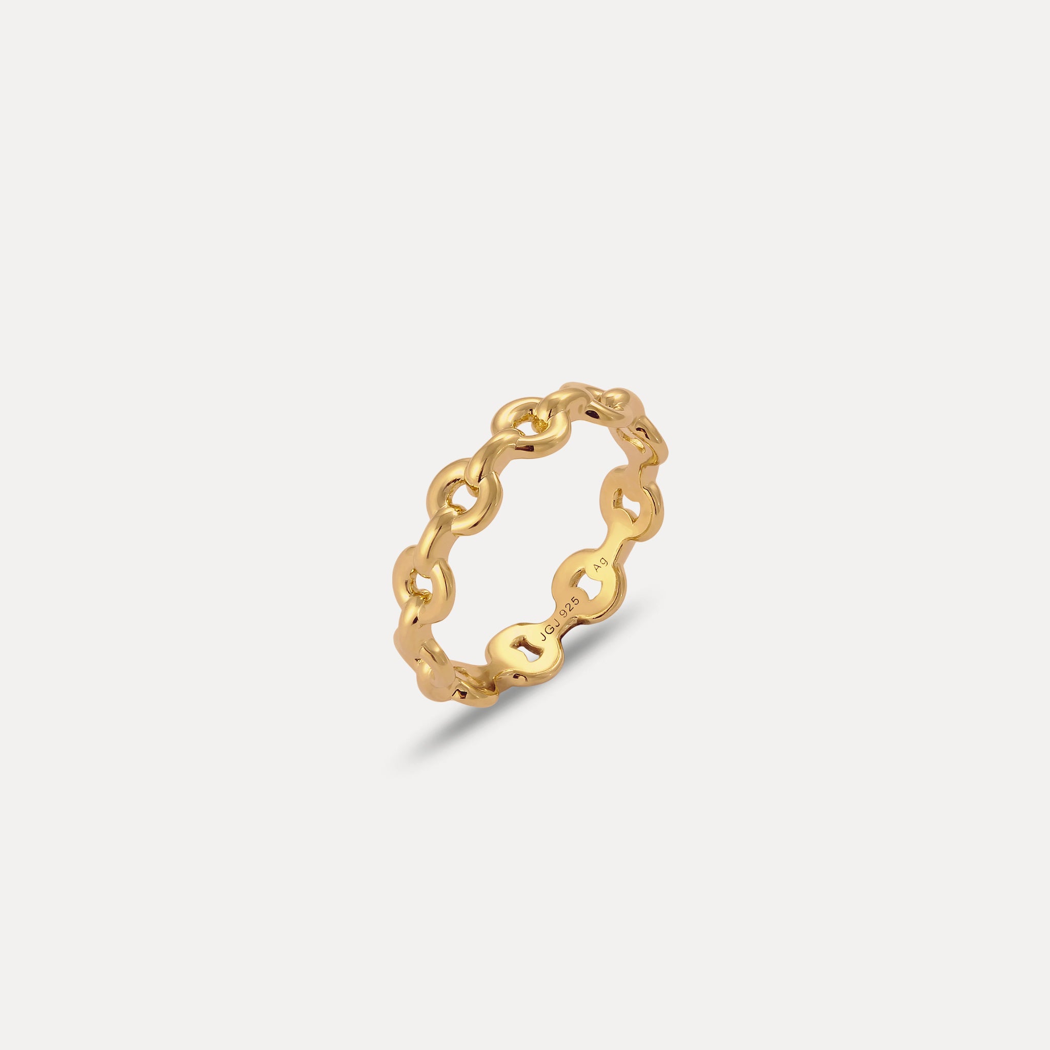 Stilnest Bold Chain Ring 24k Gold Vermeil Größe 52