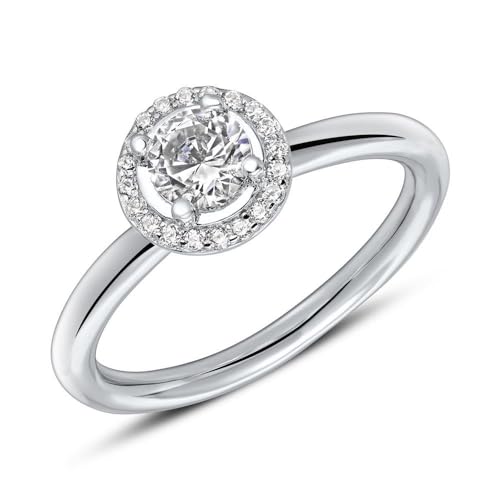 JEWLIX Haloring 925 Silber Zirkonia Ring Größe 56