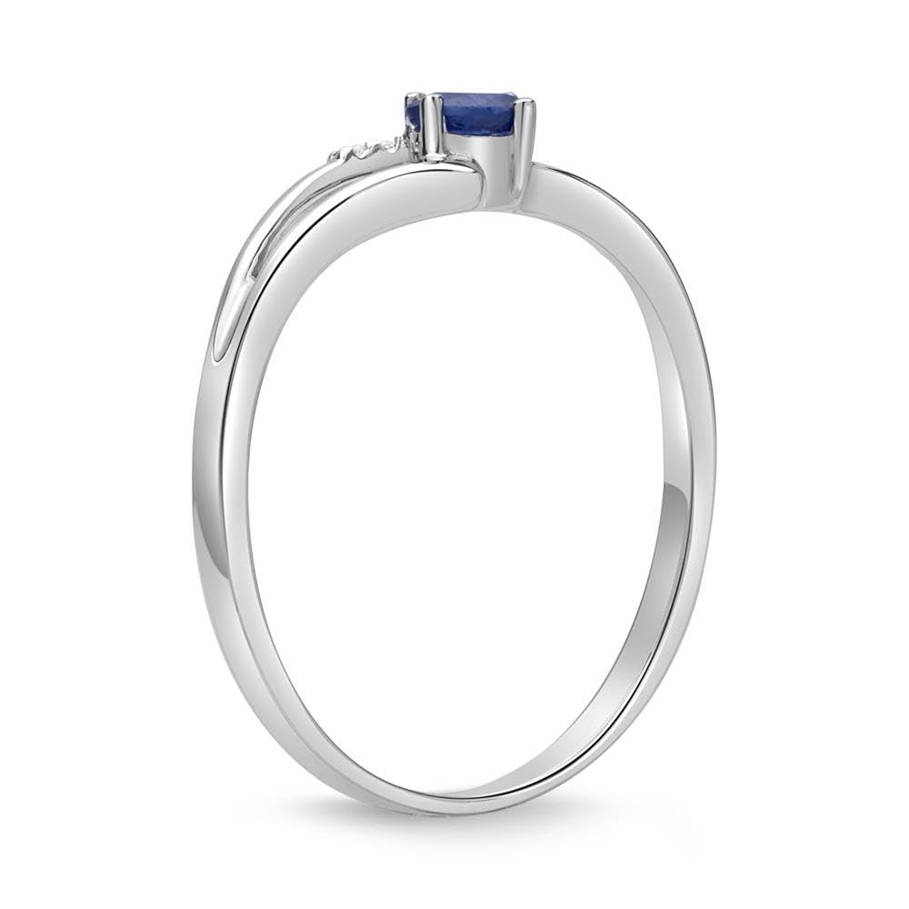 JEWLIX Ring 585er Weißgold mit 5 Diamanten und Saphir