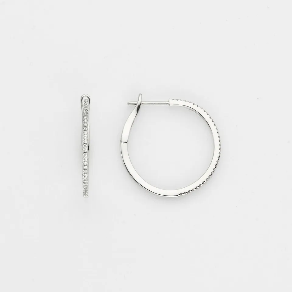 Eugen Rühle Klappcreolen 0,25ct Ohrringe Weißgold 25mm