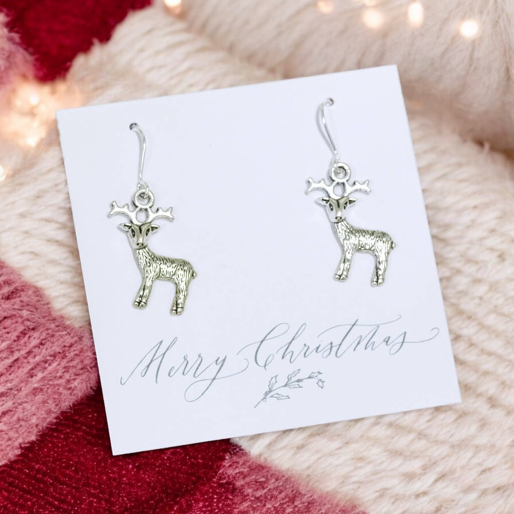 Joy by Corrine Smith Rentier Ohrringe Silber Weihnachten 2 cm