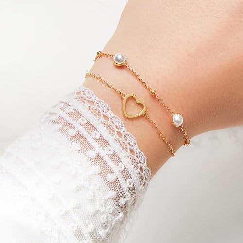 JEWLIX ID-Armbänder Perlen Armband 925er Silber vergoldet