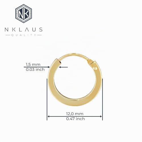 NKlaus Creolen Ohrringe 585 Gelbgold 12 mm quadratisch