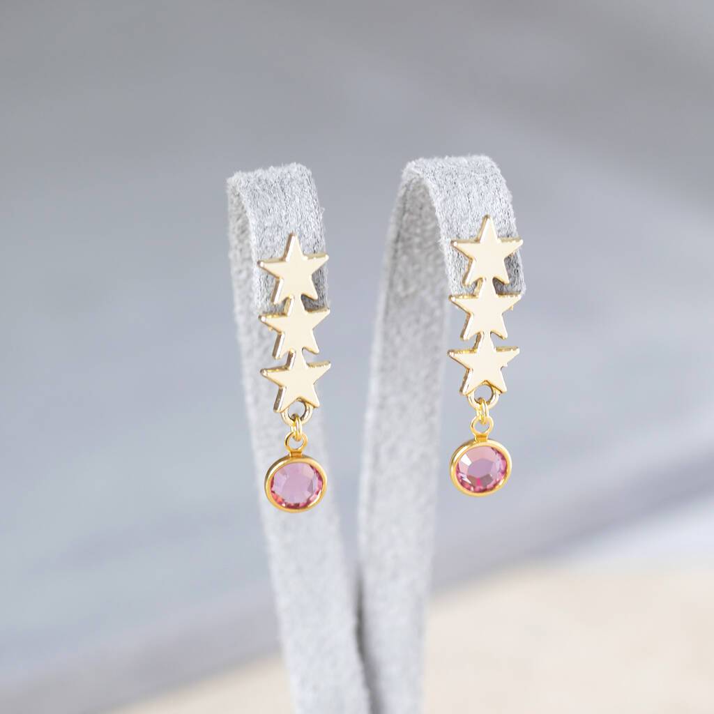 Joy by Corrine Smith Triple Star Ohrringe Gold Kristall
