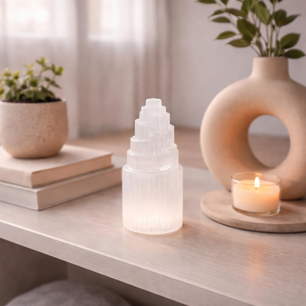 NKlaus Healing Crystals Selenit Turm 15cm Naturstein Energie