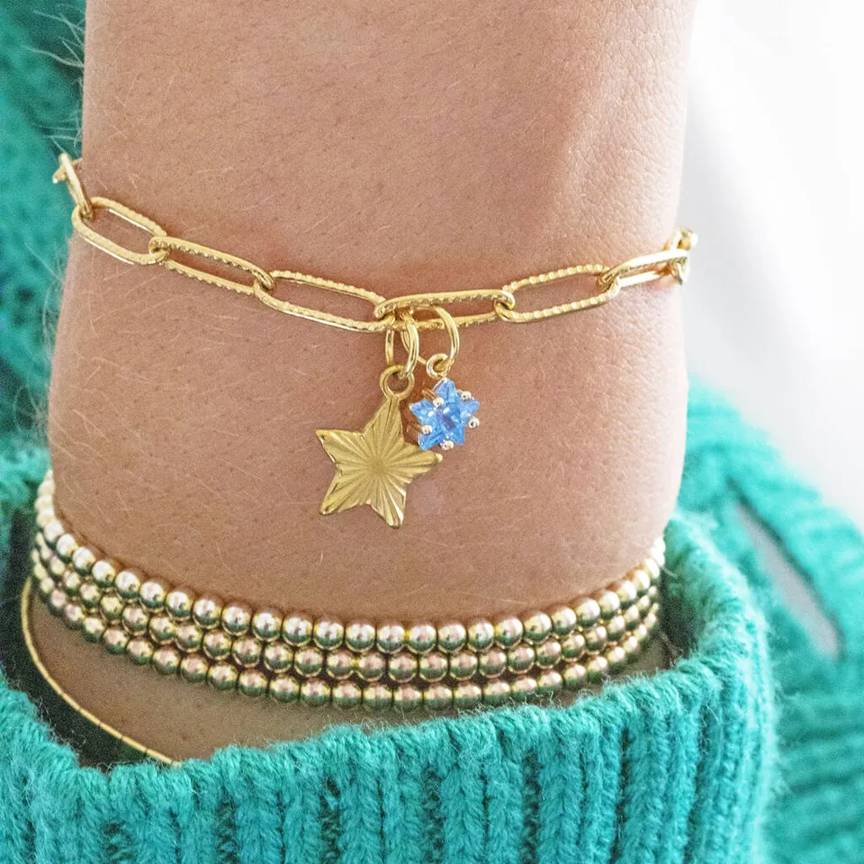 Joy by Corrine Smith Star Charm Armband Gold Geburtsstein Stern