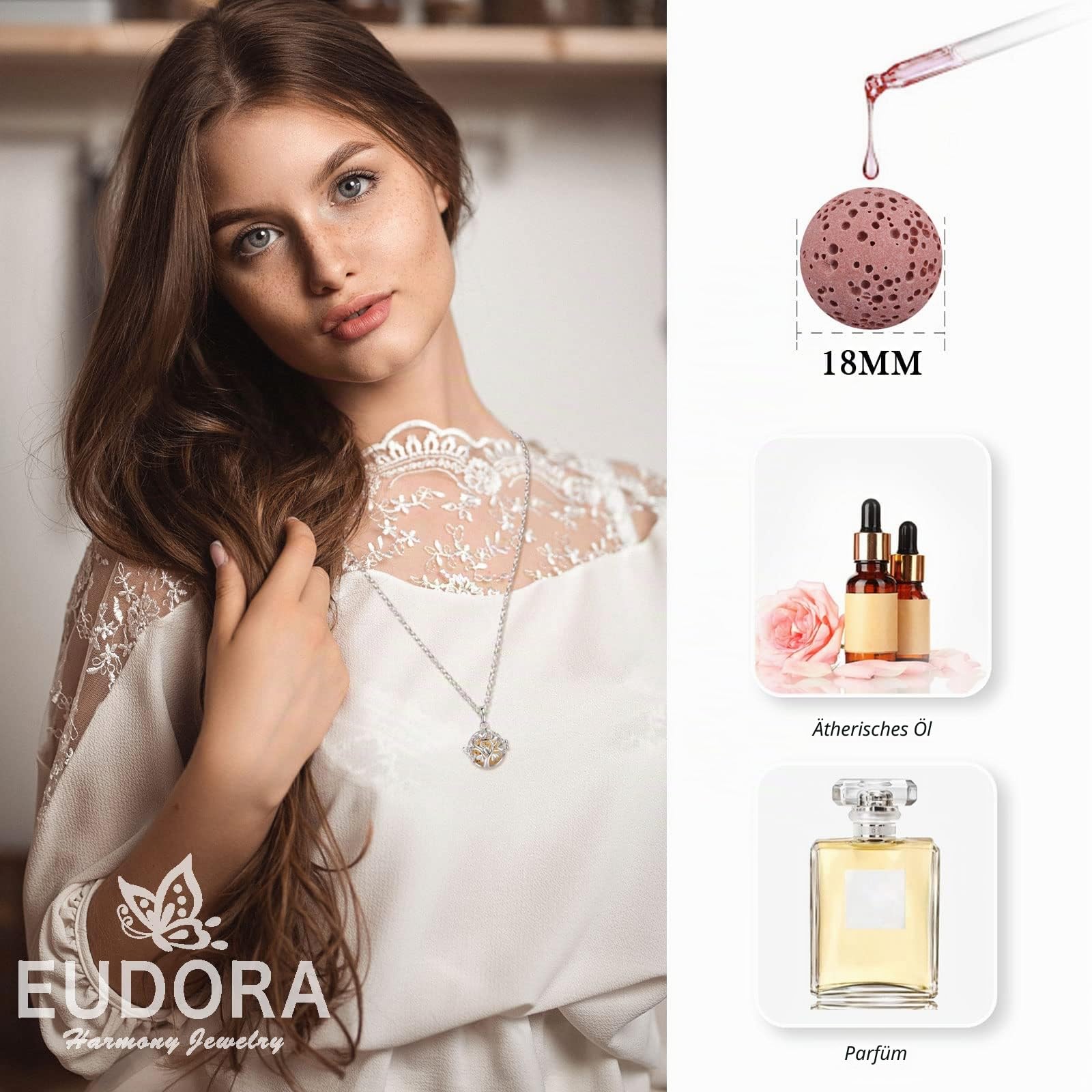 Eudora Harmony Bola Aromakette Baum der Liebe Lavastein