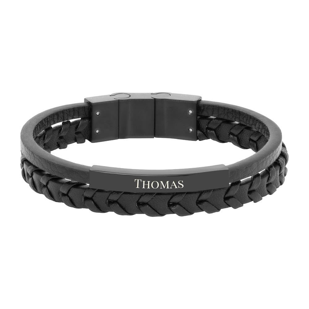 JEWLIX ID-Armband schwarzes KunstlederGravur