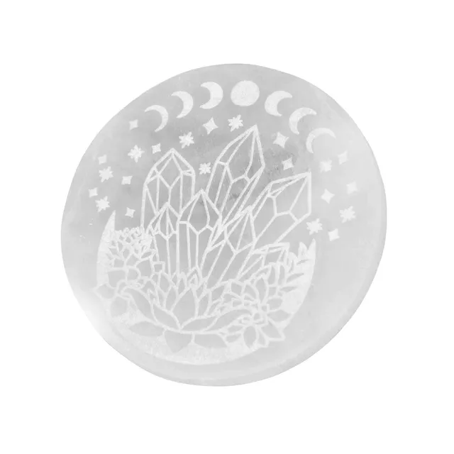 NKlaus Healing Crystals Selenit Ladeplatte Circle of Life 12cm