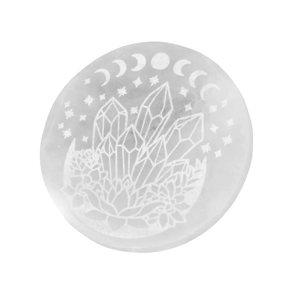 NKlaus Healing Crystals Selenit Ladeplatte Circle of Life 12cm