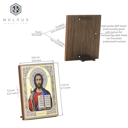 NKlaus Ikone Jesus Christus Holz 10x12 cm christlich