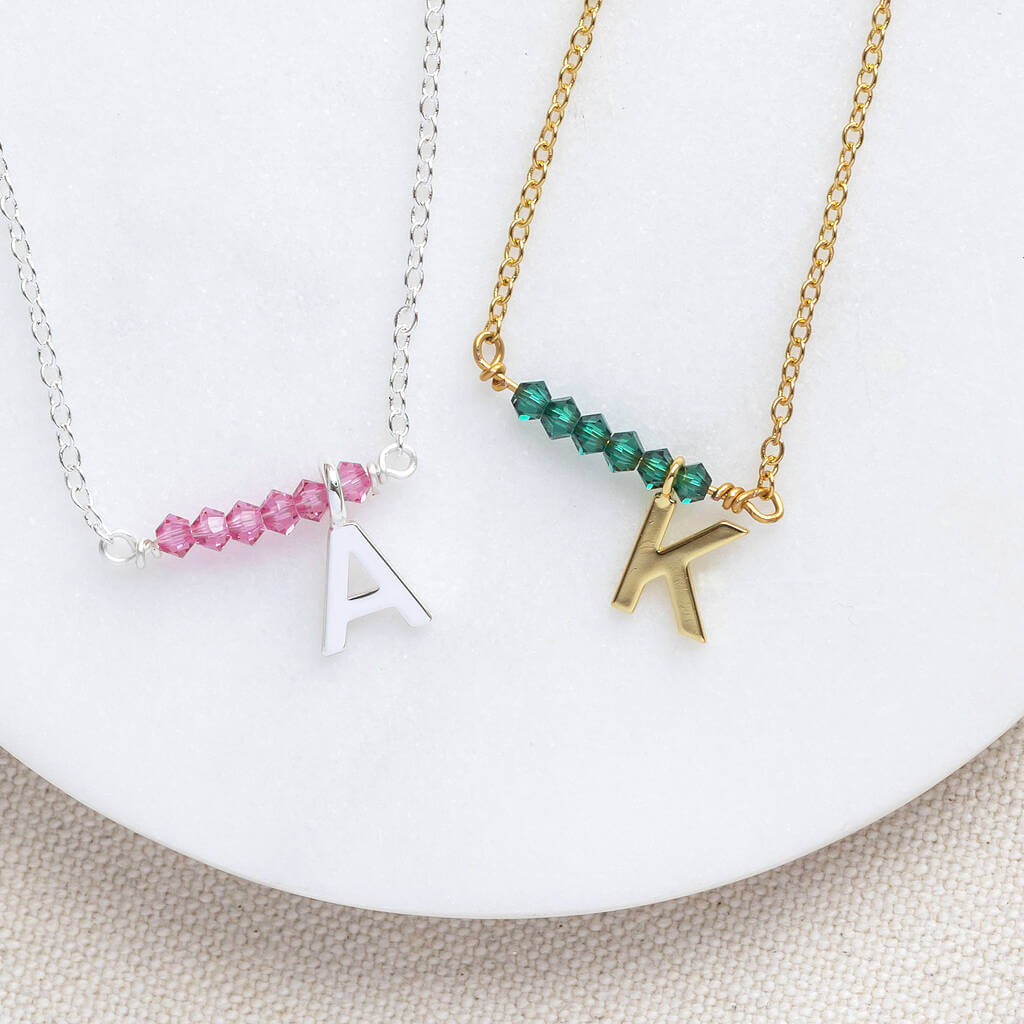 Joy by Corrine Smith Asymmetric Birthstone Bar Initial Halskette Gold