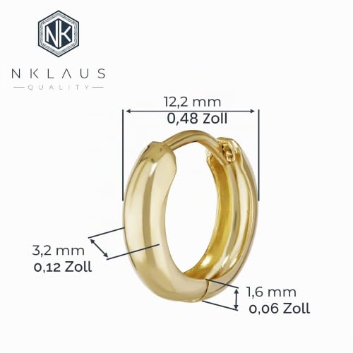 NKlaus Klappcreole 333 Gelbgold Ohrring einzeln 12,2 mm