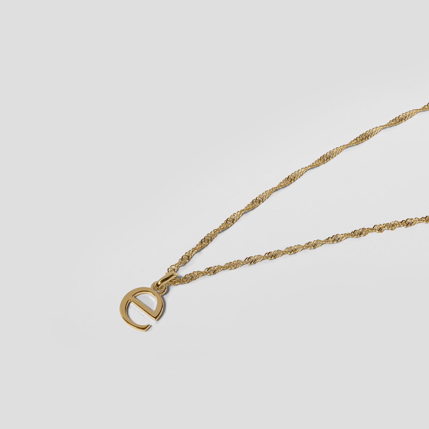 Stilnest Initial Singapore Kette 585 Gold Buchstabe M 45cm
