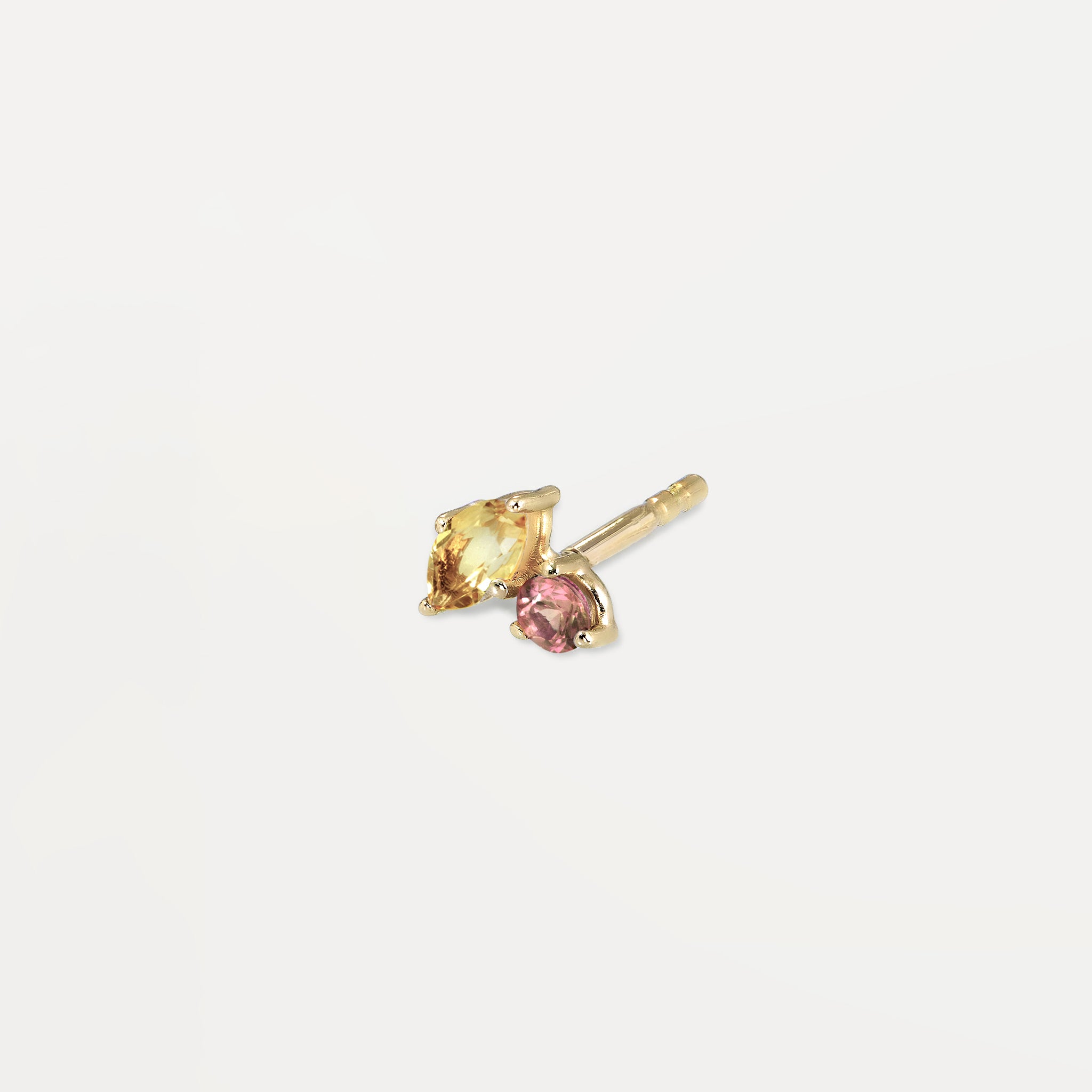 Stilnest Joy Citrin Turmalin Ohrstecker 585 Gold rechts Single