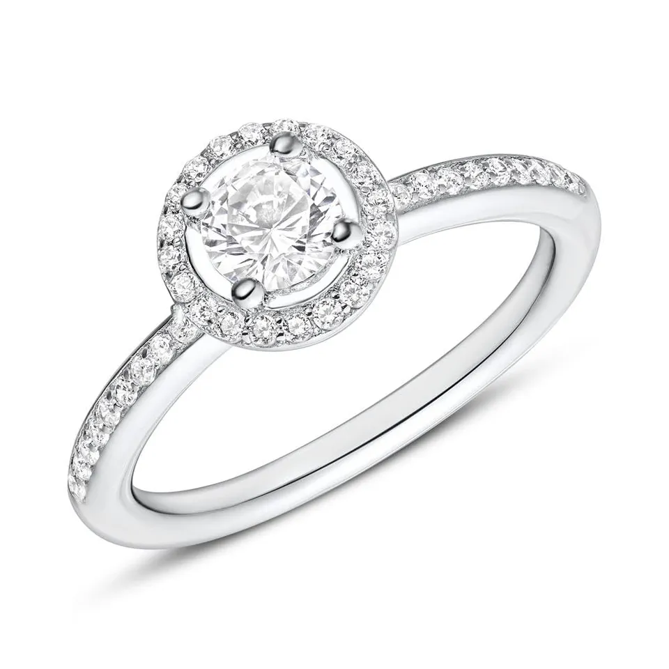 JEWLIX Haloring 925 Silber Zirkonia Ring 50mm