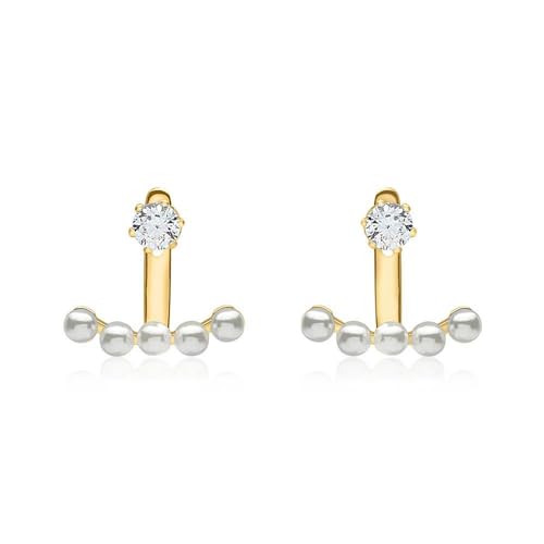 JEWLIX Ohrstecker Ear Jacket Silber Perle Zirkonia Gold