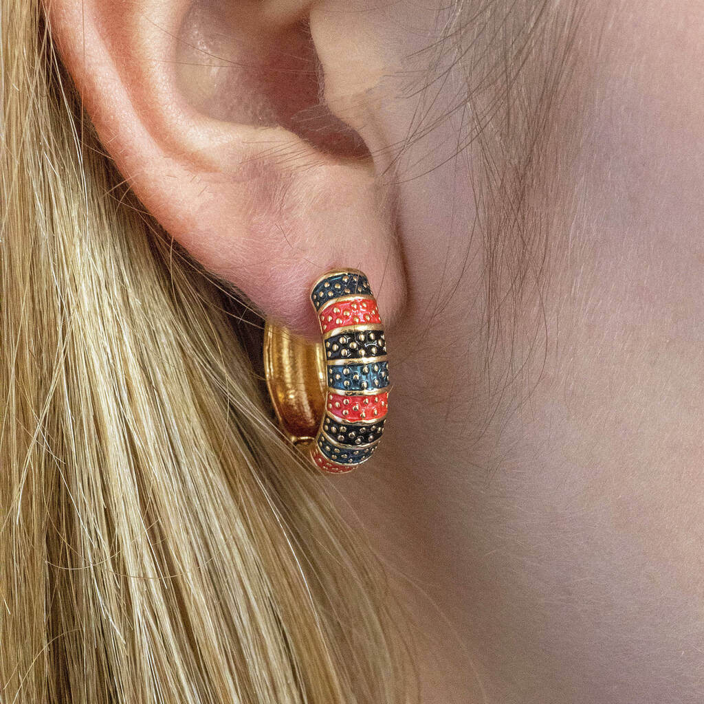 Joy by Corrine Smith Dotted Stripey Emaille Creolen Gold