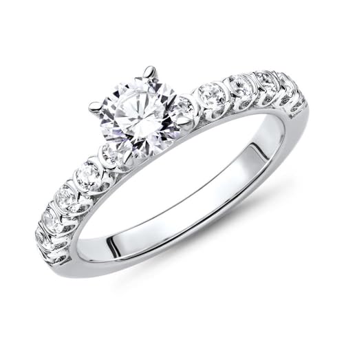 JEWLIX Verlobungsring 925 Silber Größe 52 Zirkonia rhodiniert