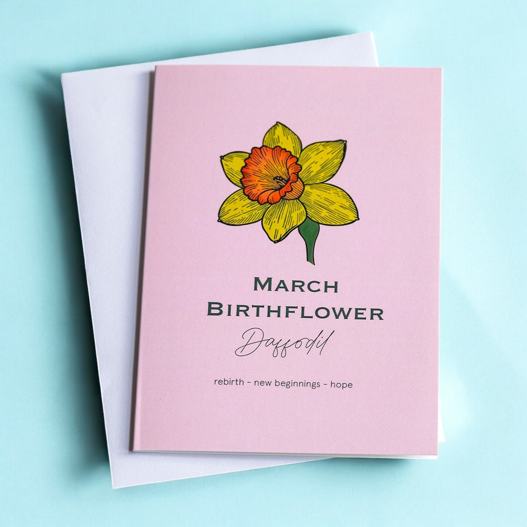 Joy by Corrine Smith Prints & Cards März Geburtsblumenkarte Narzisse