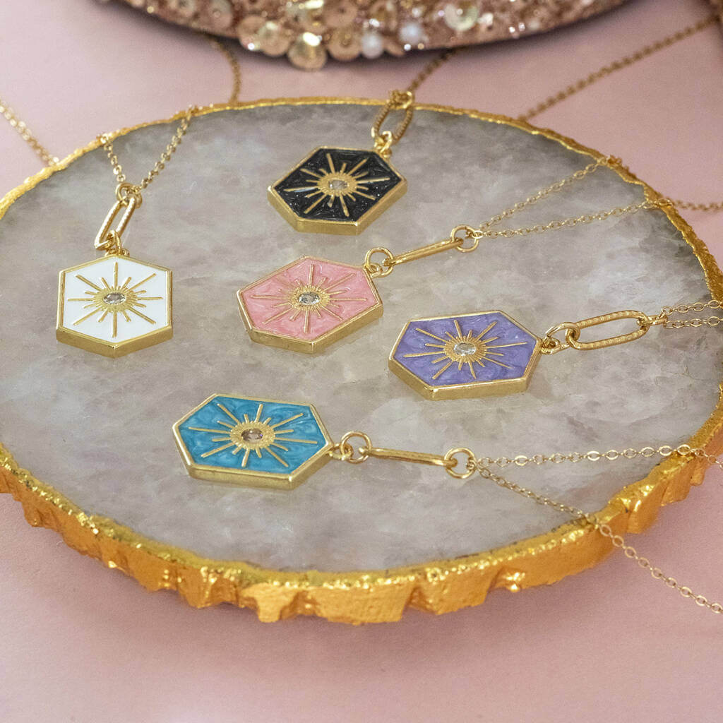 Joy by Corrine Smith Hexagon Star Halskette Gold Emaille
