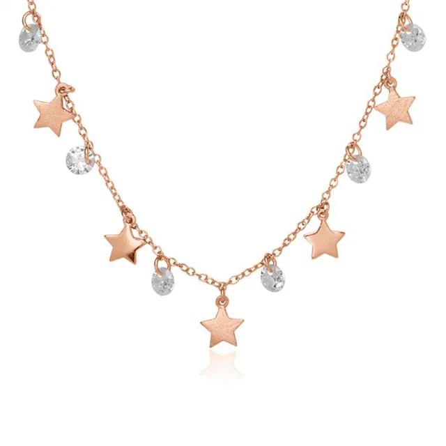 JEWLIX Sterne Kette 925 Silber Zirkonia Rosé Halskette