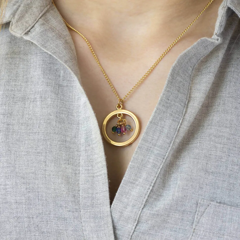 Joy by Corrine Smith Family Birthstone Halo Halskette Gold