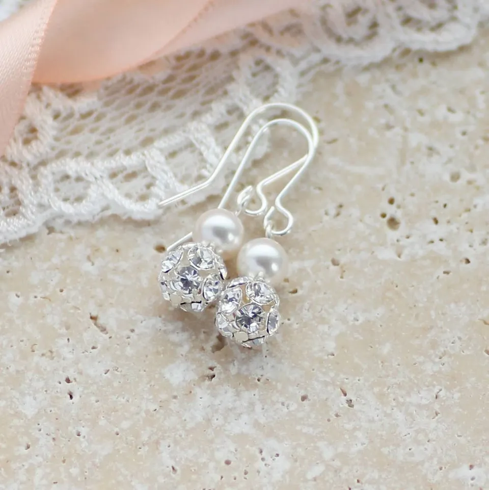 JOY by Corrine Smith Glitter Ball and Pearl Ohrringe Silber Perle