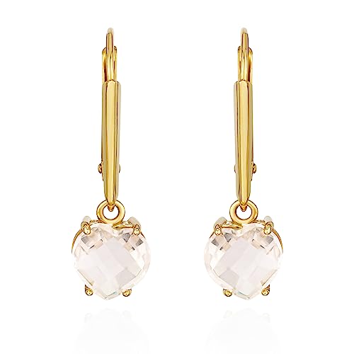 NKlaus Jewellery Herz Ohrhänger Rosenquarz 333 Gelbgold