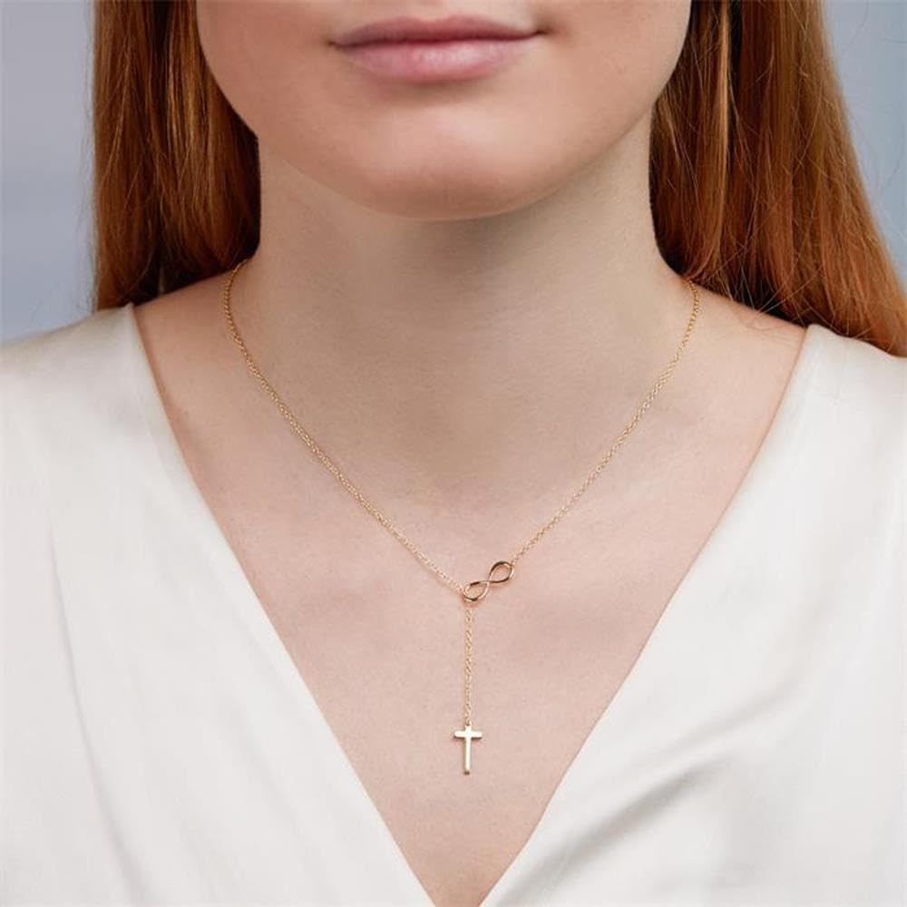 JEWLIX Ketten mit Anhänger Y-Kette Kreuz Infinity Halskette Gold